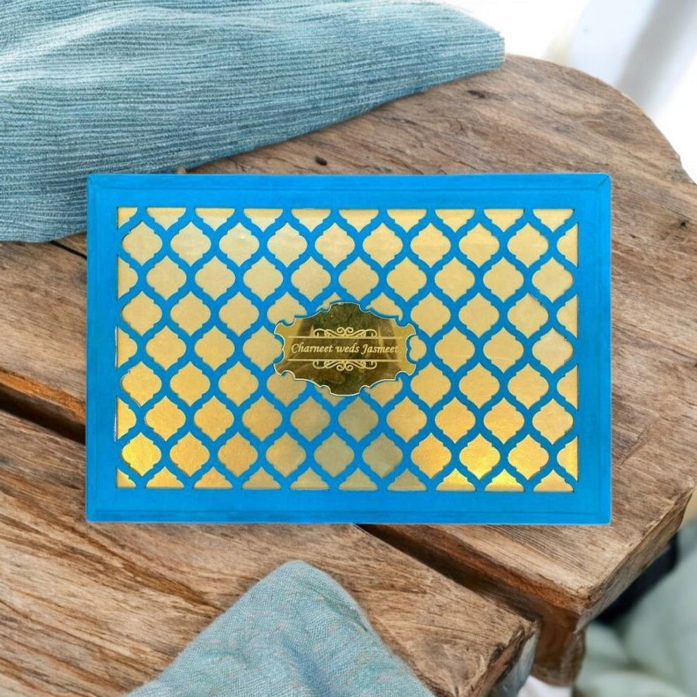 KL9062B Velvet Fabric MDF Dry Fruit Box with 2 Printed Card Inserts (2 Jars) - Kalash Cards