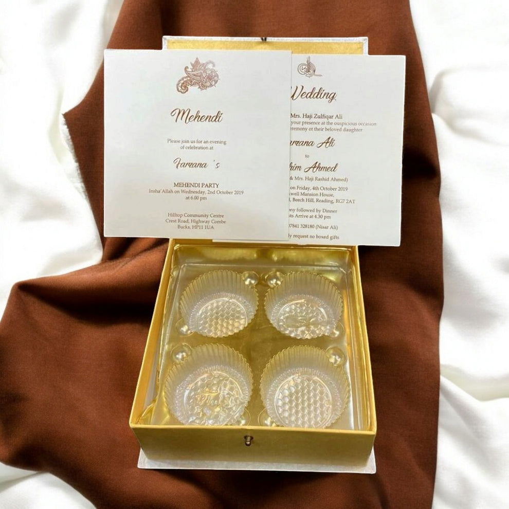 KL9065B Cardboard Mithai and Dry Fruit Gift Box with 2 Printed Card Inserts - Kalash Cards