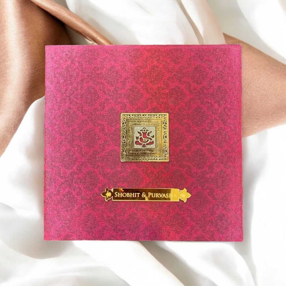 KL9067B Satin Fabric Cardboard Mithai & Dry Fruit Gift Box with 2 Printed Card Inserts - Kalash Cards