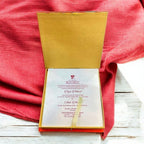 KL9068B Satin Fabric Cardboard Mithai & Dry Fruit Gift Box with 2 Printed Card Inserts - Kalash Cards