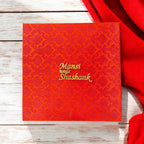 KL9068B Satin Fabric Cardboard Mithai & Dry Fruit Gift Box with 2 Printed Card Inserts - Kalash Cards