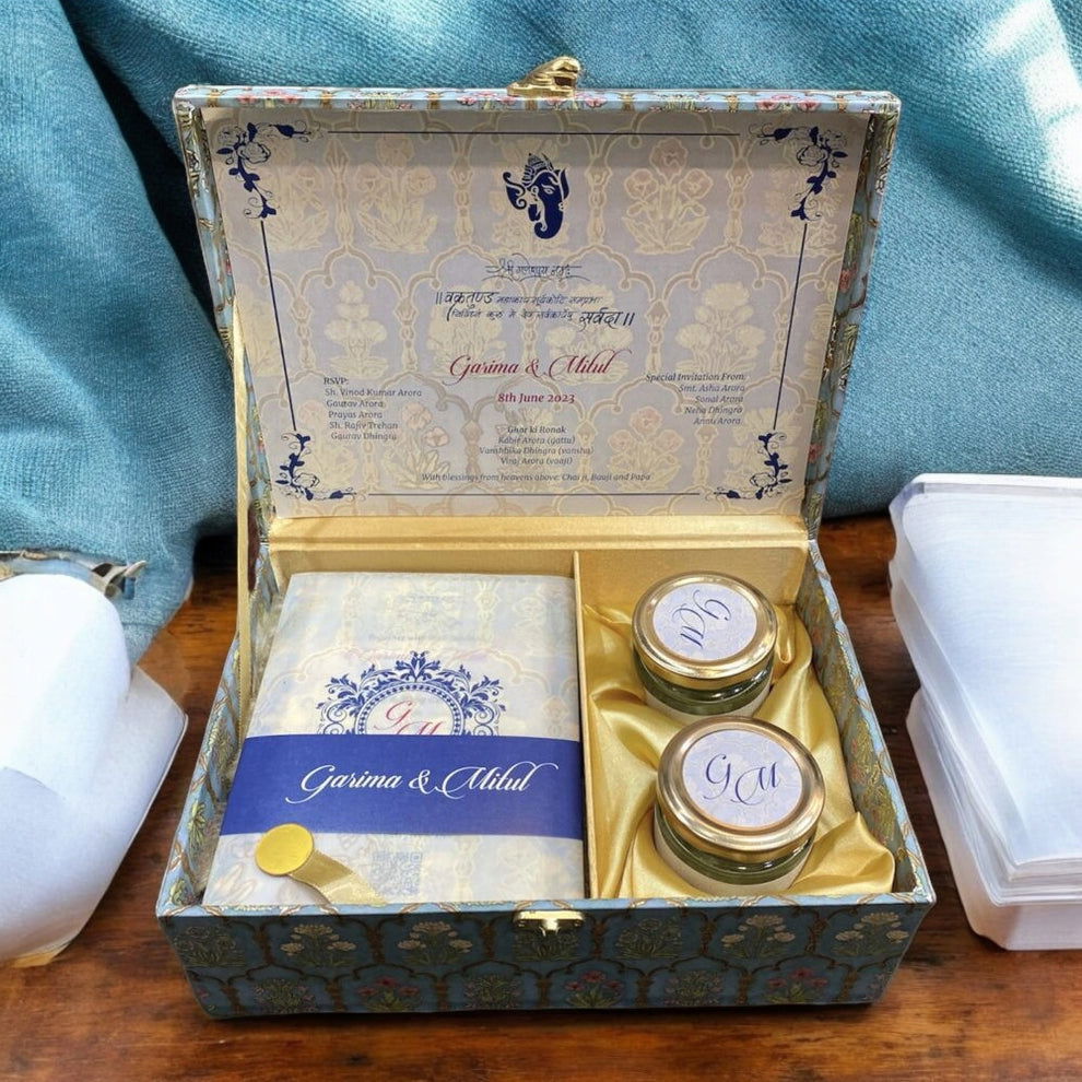 KL9075B MDF Dry Fruit Gift Box with Translucent Cover Cards Inserts (2 Jars) - Kalash Cards