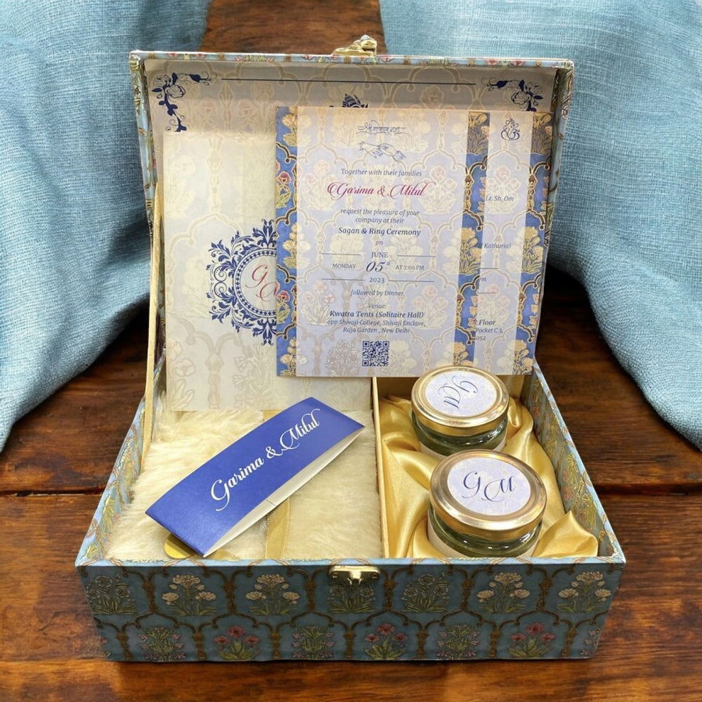 KL9075B MDF Dry Fruit Gift Box with Translucent Cover Cards Inserts (2 Jars) - Kalash Cards