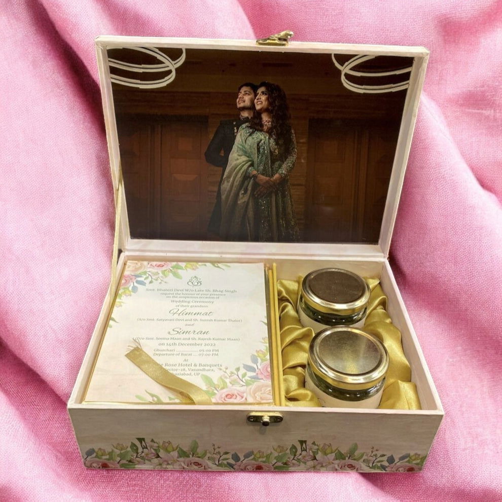 KL9076B MDF Dry Fruit Gift Box with 2 Printed Card Inserts (2 Jars) - Kalash Cards