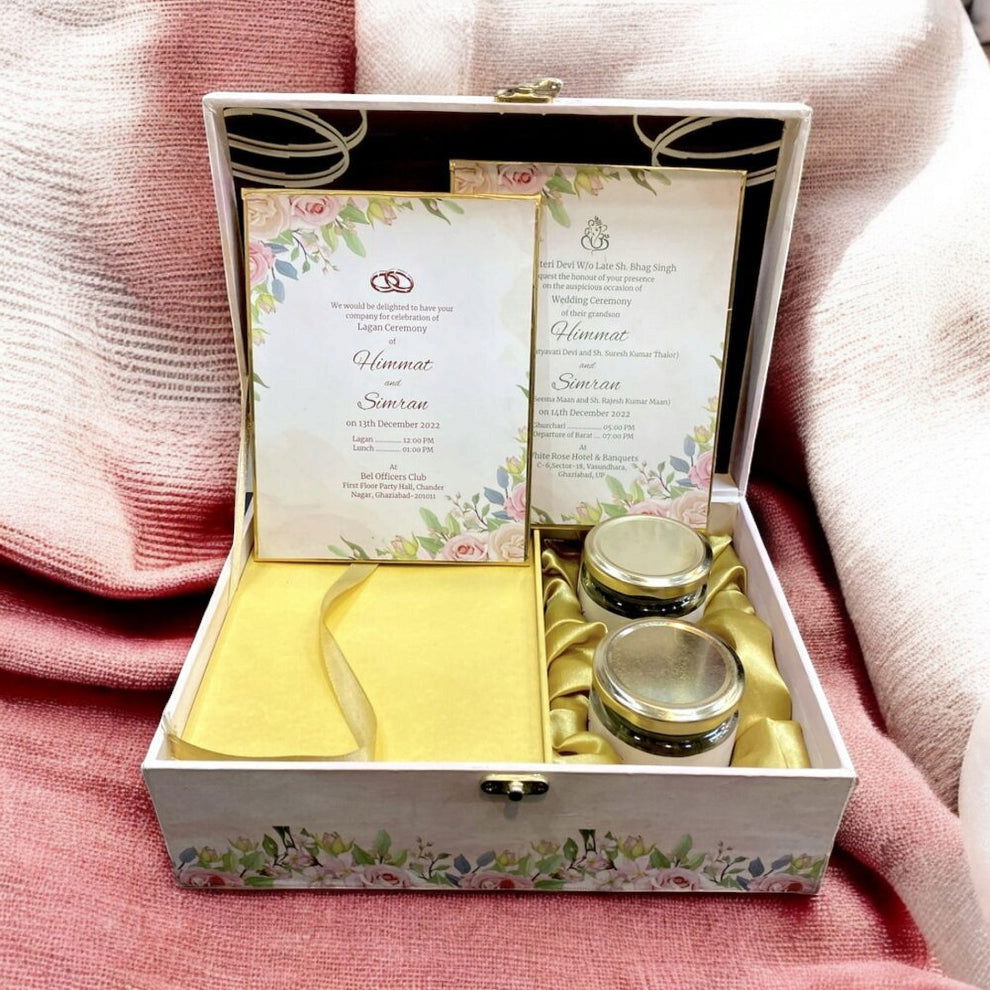 KL9076B MDF Dry Fruit Gift Box with 2 Printed Card Inserts (2 Jars) - Kalash Cards