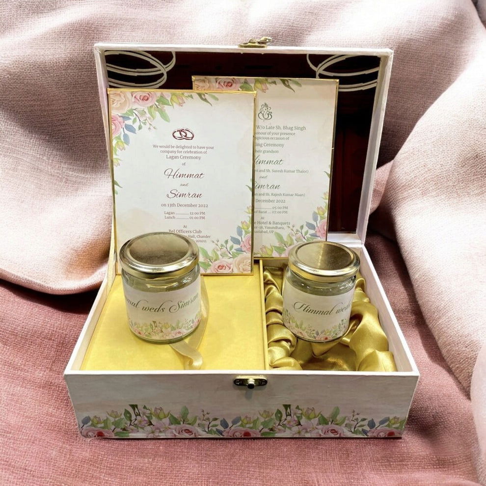KL9076B MDF Dry Fruit Gift Box with 2 Printed Card Inserts (2 Jars) - Kalash Cards
