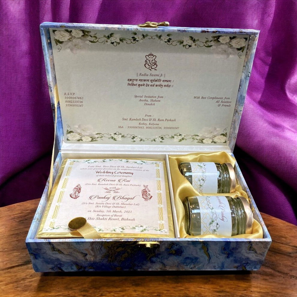 KL9078B MDF Dry Fruit Gift Box with 2 Printed Card Inserts (2 Jars) - Kalash Cards