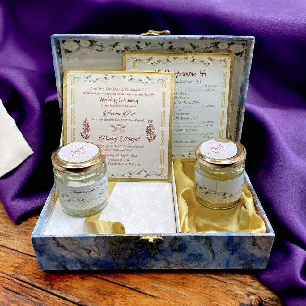 KL9078B MDF Dry Fruit Gift Box with 2 Printed Card Inserts (2 Jars) - Kalash Cards