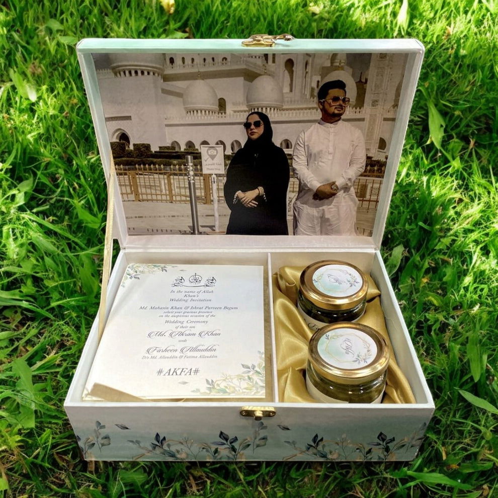 KL9079B MDF Dry Fruit Gift Box with 2 Printed Card Inserts (2 Jars) - Kalash Cards