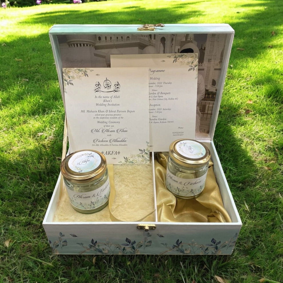KL9079B MDF Dry Fruit Gift Box with 2 Printed Card Inserts (2 Jars) - Kalash Cards
