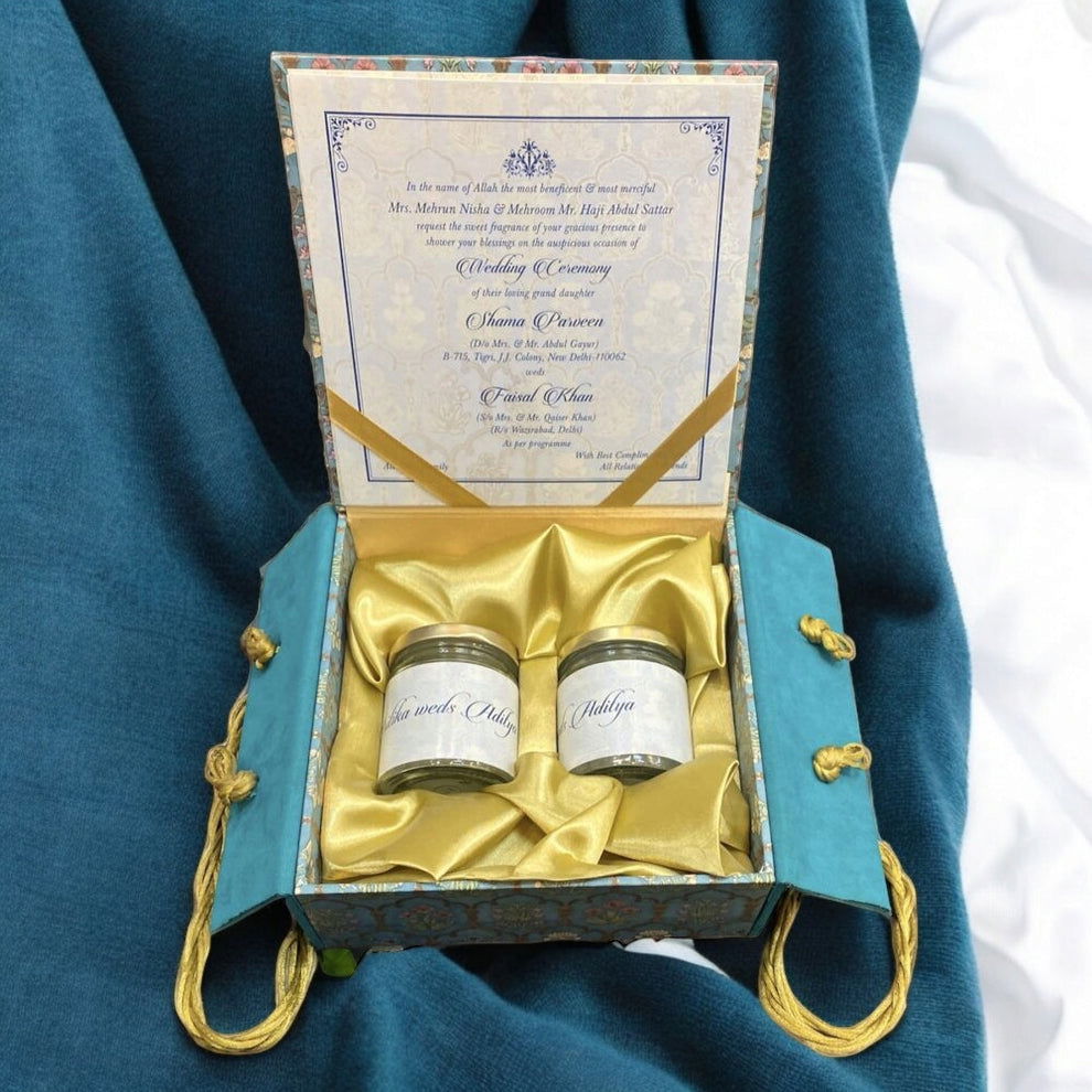 KL9080B MDF Dry Fruit Gift Box with 2 Printed Card Inserts (2 Jars) - Kalash Cards