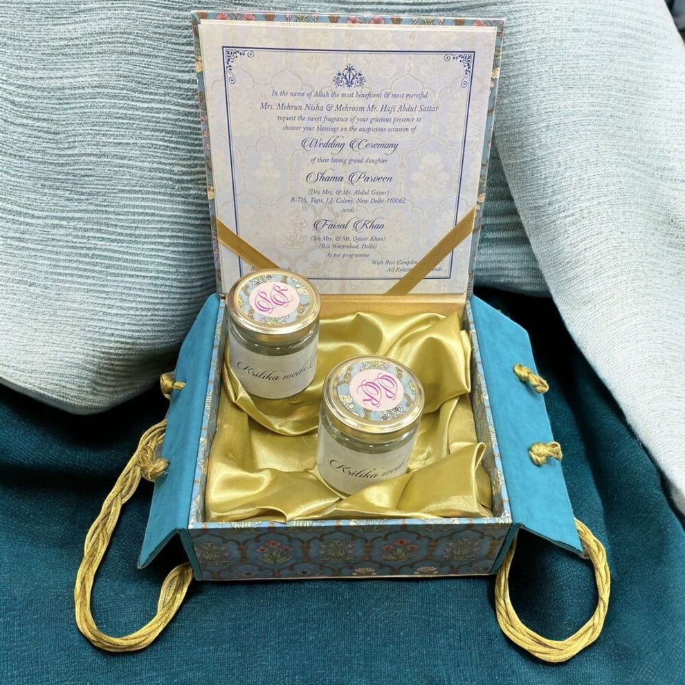 KL9080B MDF Dry Fruit Gift Box with 2 Printed Card Inserts (2 Jars) - Kalash Cards