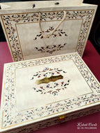 KL9083 Exclusive Floral Border Design Wood MDF Luxury Gift Box with Matching Carry Bag & 2 Page Translucent Cover Card (2 Jars 250gm each approx)