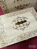 KL9083 Exclusive Floral Border Design Wood MDF Luxury Gift Box with Matching Carry Bag & 2 Page Translucent Cover Card (2 Jars 250gm each approx)