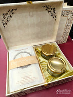 KL9083 Exclusive Floral Border Design Wood MDF Luxury Gift Box with Matching Carry Bag & 2 Page Translucent Cover Card (2 Jars 250gm each approx)