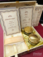 KL9083 Exclusive Floral Border Design Wood MDF Luxury Gift Box with Matching Carry Bag & 2 Page Translucent Cover Card (2 Jars 250gm each approx)