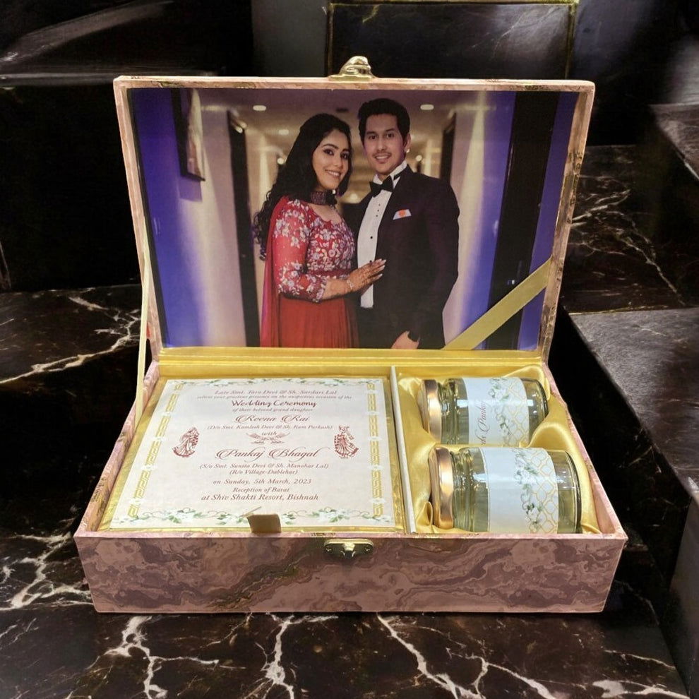 KL9087B MDF Dry Fruit Gift Box with 2 Printed Card Inserts (2 Jars) - Kalash Cards