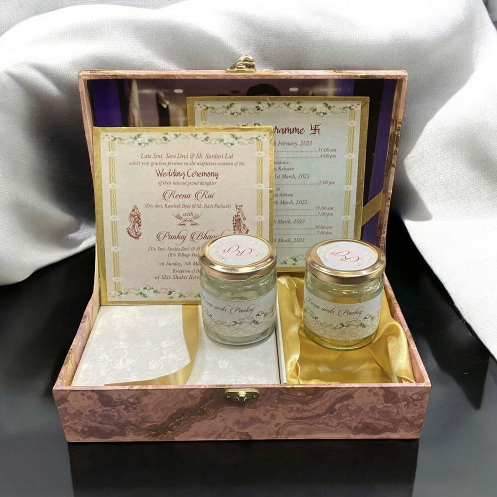 KL9087B MDF Dry Fruit Gift Box with 2 Printed Card Inserts (2 Jars) - Kalash Cards