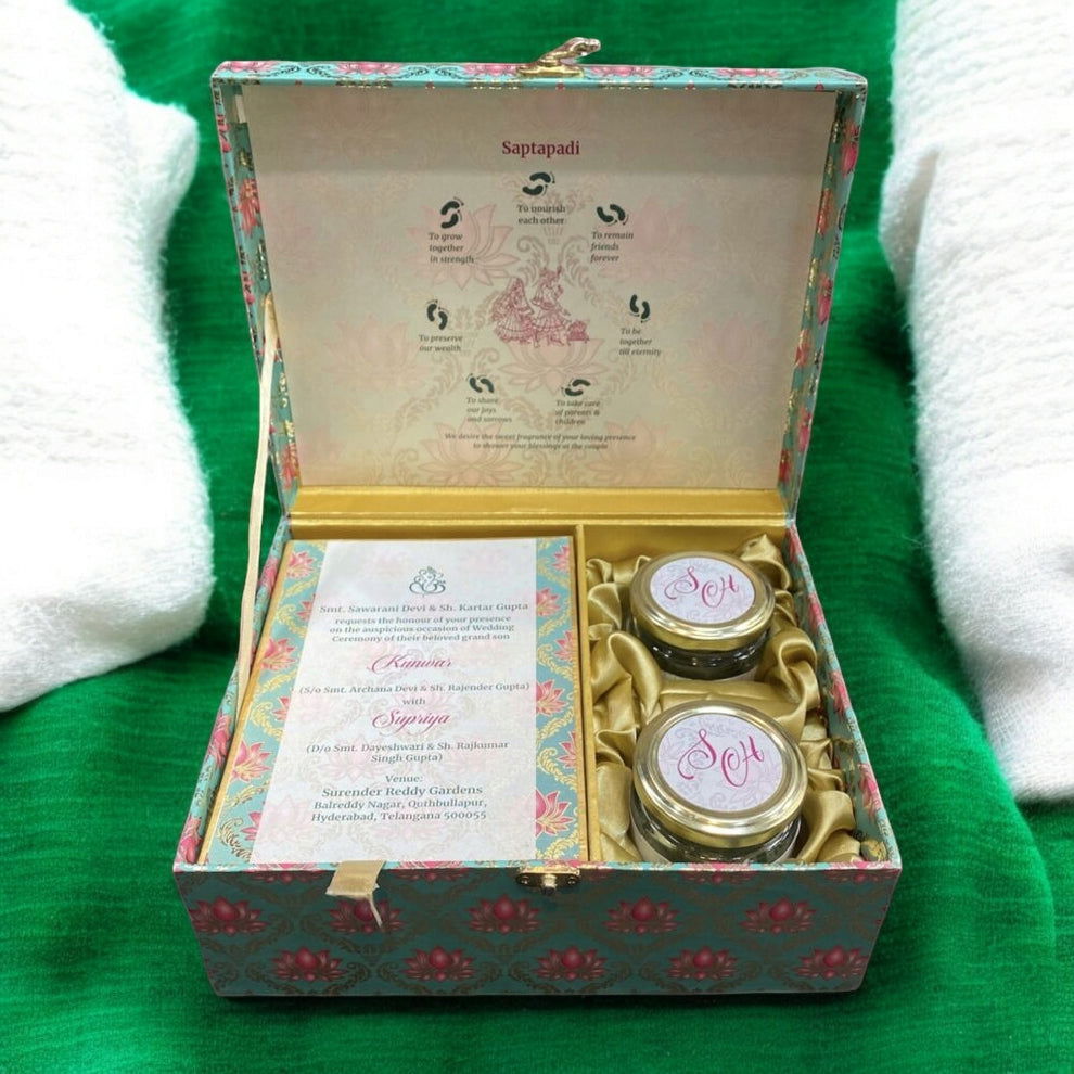 KL9091B MDF Dry Fruit Gift Box with 2 Printed Card Inserts (2 Jars) - Kalash Cards