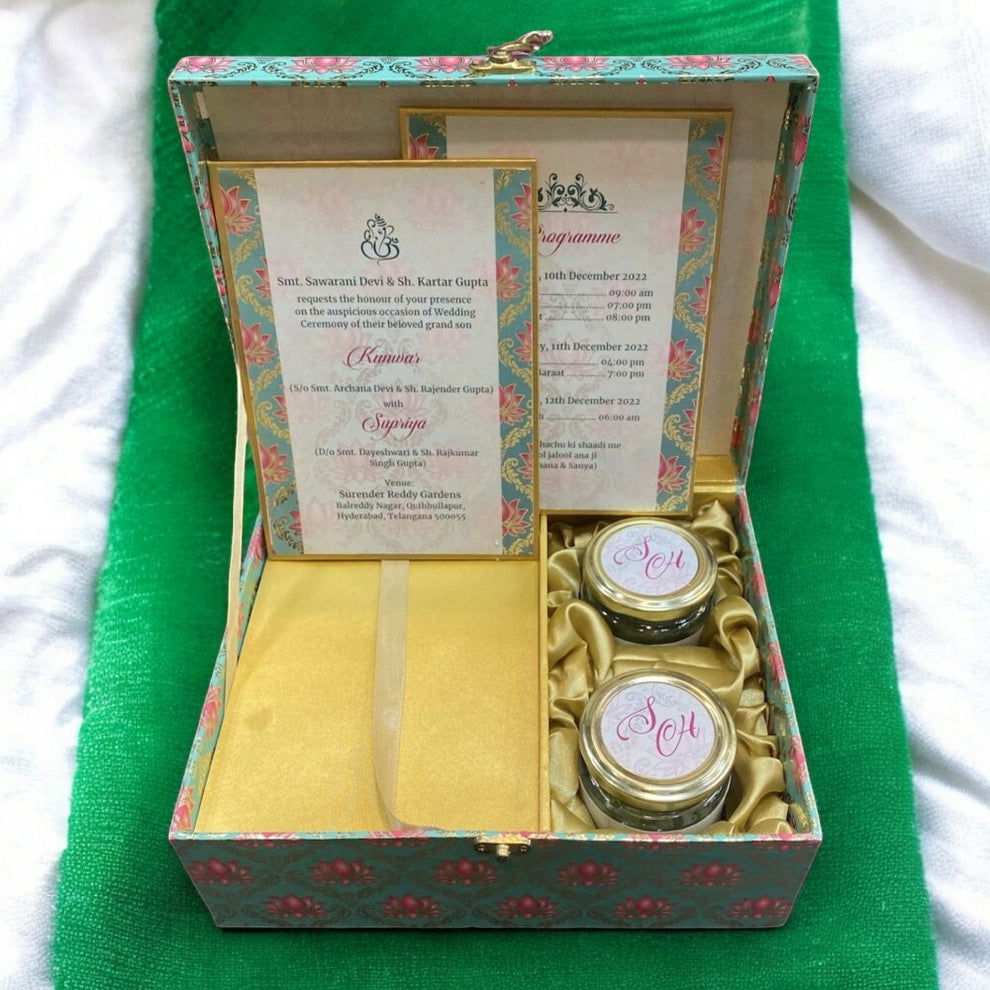 KL9091B MDF Dry Fruit Gift Box with 2 Printed Card Inserts (2 Jars) - Kalash Cards