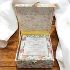 KL9092B Elegant Floral Design MDF Dry Fruit Box with 2 Printed Card Inserts (4 Jars) - Kalash Cards