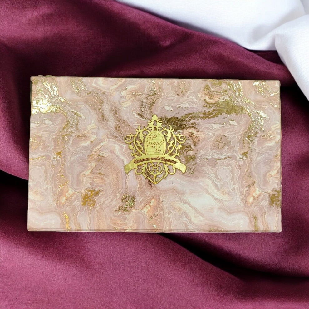 KL9106 Pink Abstract Design Cardboard Dry Fruit Wedding Gift Box with 2 Printed Card Inserts (3 Jars) - Kalash Cards