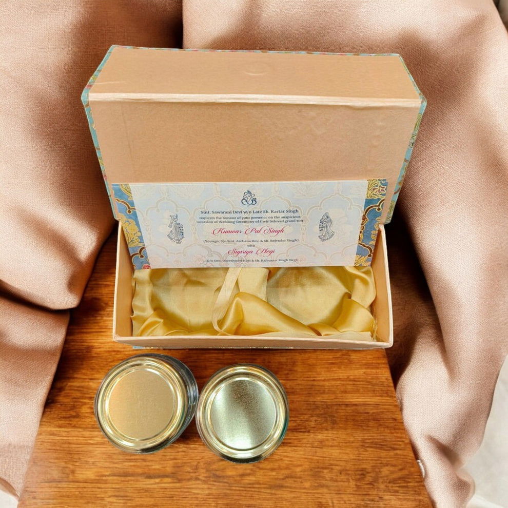 KL9107 Cardboard Dry Fruit Gift Box with 2 Printed Card Inserts (2 Jars) - Kalash Cards