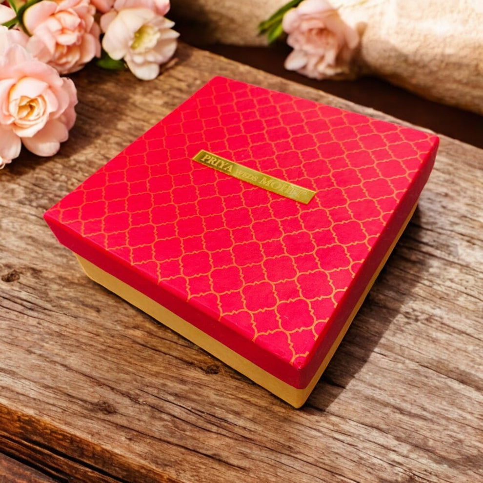 KL9111 Cardboard Wedding Bhaji Mithai Gift Box with Section Tray and 2 Printed Card Inserts - Kalash Cards