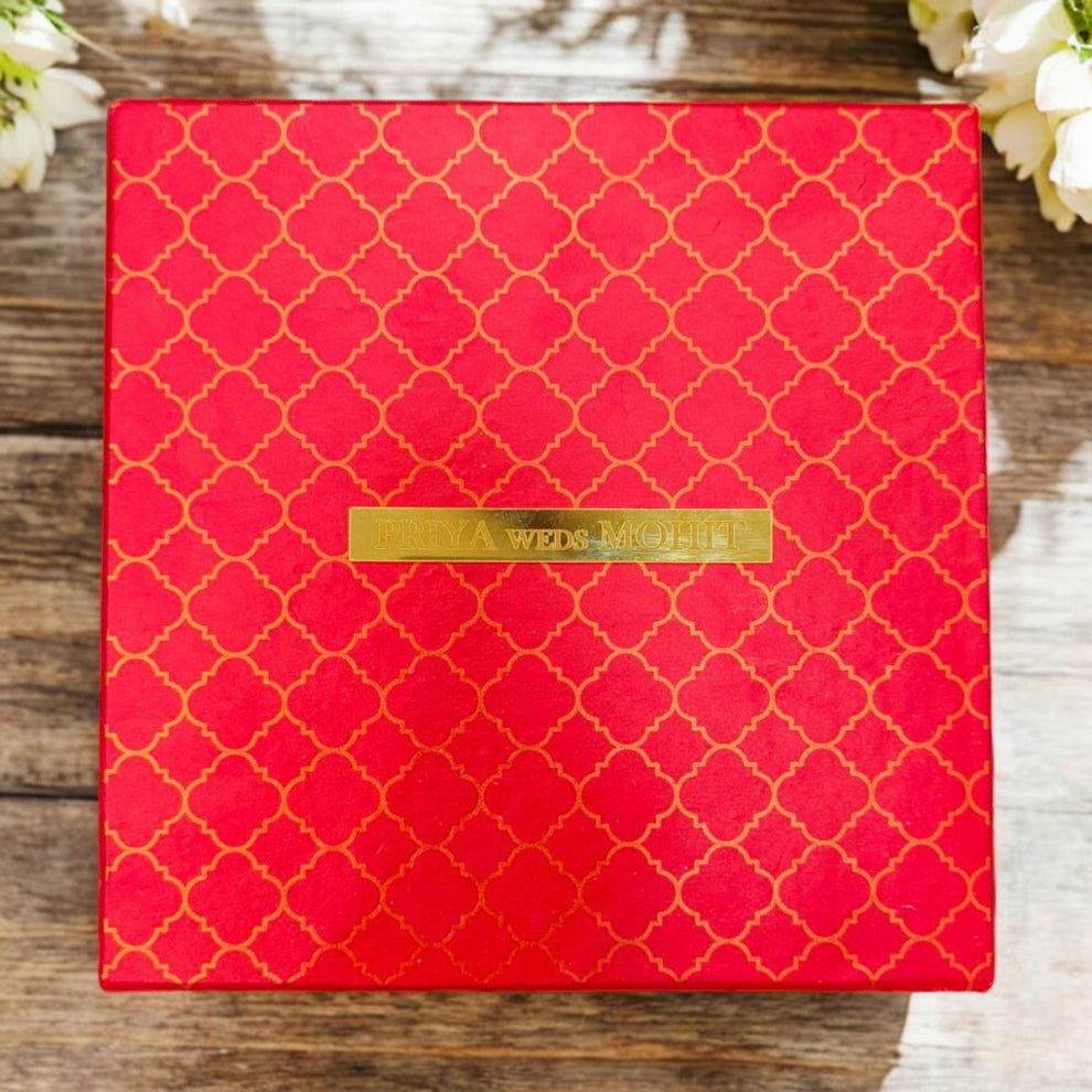 KL9111 Cardboard Wedding Bhaji Mithai Gift Box with Section Tray and 2 Printed Card Inserts - Kalash Cards