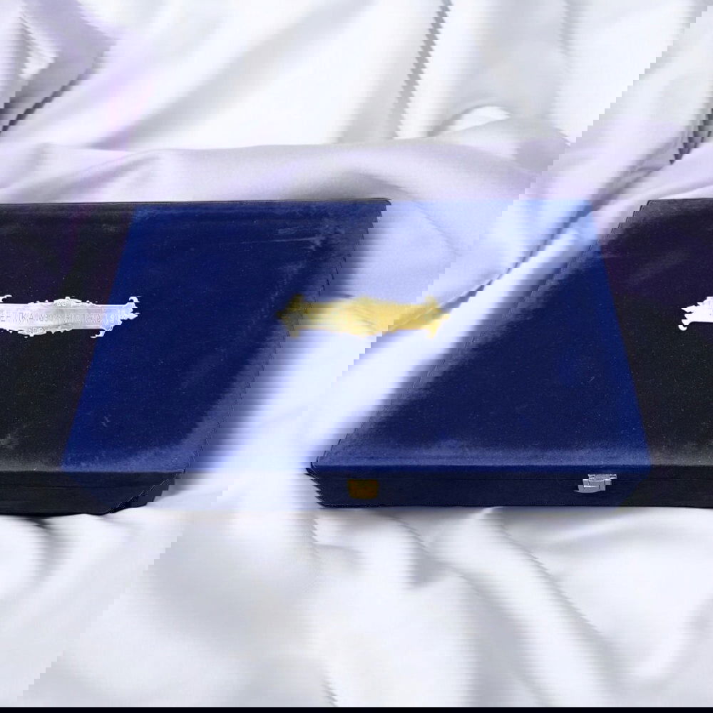 KL9114 Royal Blue Velvet Fabric Mithai and Dry Fruit MDF Box with 2 Printed Card Inserts (4 Jars) - Kalash Cards