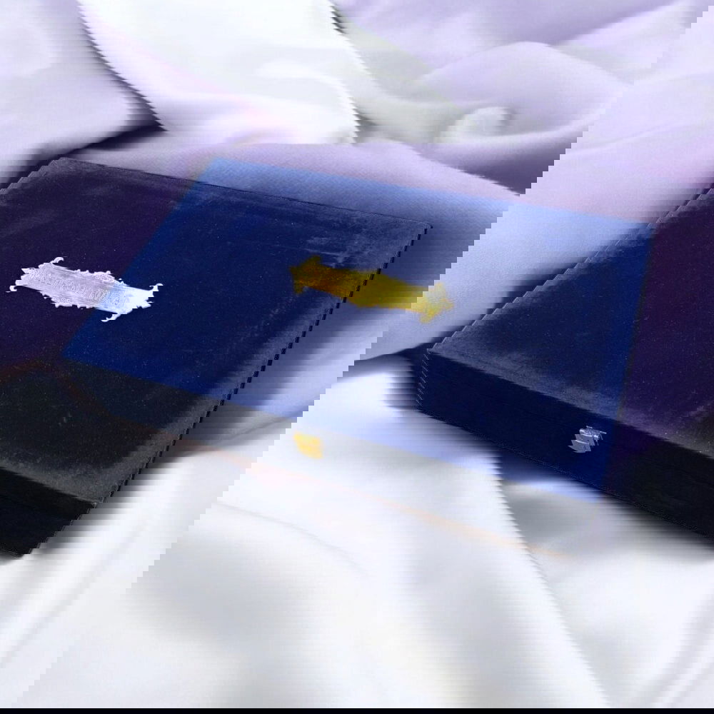 KL9114 Royal Blue Velvet Fabric Mithai and Dry Fruit MDF Box with 2 Printed Card Inserts (4 Jars) - Kalash Cards