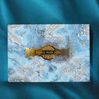 KL9118 Colourful Blue Abstract Luxury MDF Gift Box with 2 Designer Shape Printed Card Inserts and Ganpati Murti (2 Jars) - Kalash Cards