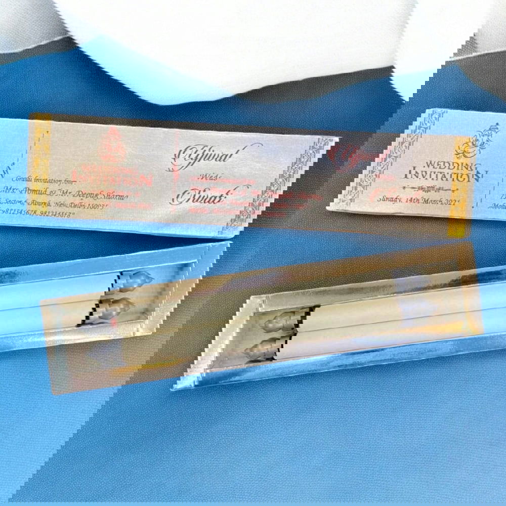 KL9 Satin Fabric Scroll Wedding Card with Box - Kalash Cards