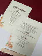 KLB-1000 Peach Floral Door Style Wedding Card (2 Page & Couple Name Acrylic)