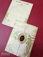 KLB-1001 Creme Royal Arch Door Style Wedding Card (2 Page & Couple Name Acrylic)