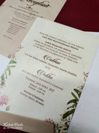 KLB-1001 Creme Royal Arch Door Style Wedding Card (2 Page & Couple Name Acrylic)