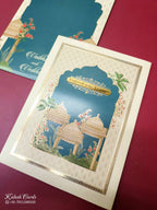 KLB-1003 Blue Royal Arch Wedding Card (2 Page & Couple Name Acrylic)