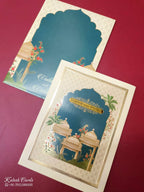 KLB-1003 Blue Royal Arch Wedding Card (2 Page & Couple Name Acrylic)