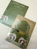 KLB-1004 Green Elephant Wedding Card (2 Page & Couple Name Acrylic)