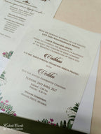 KLB-1004 Green Elephant Wedding Card (2 Page & Couple Name Acrylic)