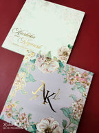 KLB-1005 White Rose Floral Padded Thick Wedding Card (2 Page)