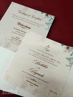 KLB-1005 White Rose Floral Padded Thick Wedding Card (2 Page)