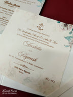 KLB-1005 White Rose Floral Padded Thick Wedding Card (2 Page)