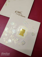 KLB-1008 Creme Floral Embossed Wedding Card (2 Page & Couple Name Acrylic)
