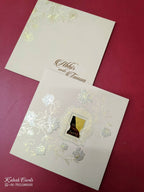 KLB-1008 Creme Floral Embossed Wedding Card (2 Page & Couple Name Acrylic)