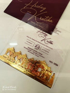 KLB-1009 Maroon Barat Transparent Acrylic Wedding Card (1 Page)