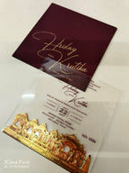 KLB-1009 Maroon Barat Transparent Acrylic Wedding Card (1 Page)
