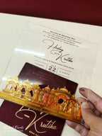KLB-1009 Maroon Barat Transparent Acrylic Wedding Card (1 Page)