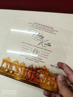 KLB-1009 Maroon Barat Transparent Acrylic Wedding Card (1 Page)