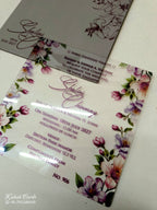 KLB-1010 Grey Floral Transparent Acrylic Wedding Card (1 Page)
